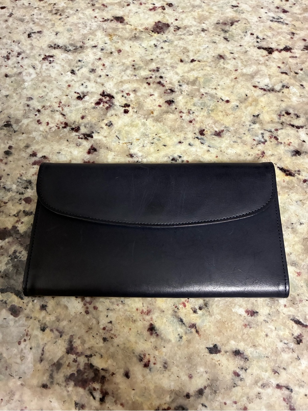 Vintage dark navy Coach trifold, continental wallet